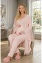 New Season Powder Special Lace Detailed Design 100% Cotton Maternity Maternity Dressing Gown Pajama Set - 3