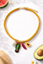 Yellow Twisted Rope Detailed Necklace with Cactus and Papaya Figures - 2