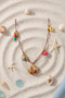 Colorful String Women's Necklace with Sea Shell and Evil Eye Bead Detail - 2