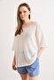 Women's White Backless Lace Look Cotton Piece Knitwear Blouse Blz-19003260 - 5