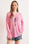 Women's Pink Boat Neck Mercerized Collared Drapey Knitwear Blouse Blz-19003209 - 3