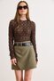 Women's Khaki Belt Piece Mini Skirt with Shorts Etk-19000409 - 4