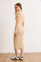 Women's Stone Polo Collar Buttoned Midi Cotton Dress Elb-19002597 - 6