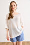 Women's White Backless Lace Look Cotton Piece Knitwear Blouse Blz-19003260 - 3