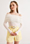 Women's White Madonna Collar Sheer Blouse Blz-19003256 - 3