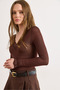 Women's Bitter Brown Collar Ankle Lace Detailed Sheer Blouse Blz-19003258 - 4