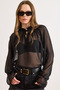 Women's Black Collar Cuff Detailed Boho Stylish Blouse Blz-19003245 - 6