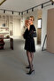 Special Series Ruffled Knitted Tulle Black Asymmetrical Dress - 5