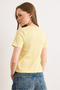 Women's Yellow Drape Detailed Asymmetrical Cut Cotton T-Shirt Tsh-19000947 - 6