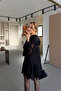 Special Series Ruffled Knitted Tulle Black Asymmetrical Dress - 6