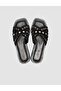 Black Suede Stone Detailed Genuine Leather Women's Slipper - 4