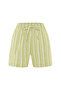 Women's Green Relax Fit Tie-Up Striped Short Shorts