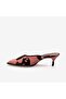 Women's Genuine Leather Short Brown-Pink Heeled Slippers 140-91 - 6
