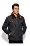 Premium Men's Black Detachable K Fur-Trimmed Collared S Suede Coat S Water-Repellent Light Coat