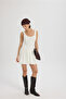 Raventa Triangle Detail Ecru Mini Dress - 3