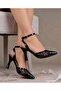 Lace Ankle Tie Short Heeled Shoes 8.5cm Feli̇sya - 2