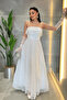 Lace Fabric Strapless Dress - White