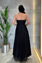 Lace Fabric Strapless Dress - Black - 5