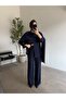 Navy Blue Double Suit with Shawl - 5