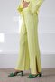 Yellow Drawstring Waist Slit Corded Fabric Women's Knitwear Trousers - 4
