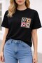 Women's Oversized Floral Motif Lace Pocket Detail T-Shirt - 7