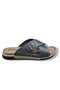 Men's Faux Print Leather Orthopedic Comfortable Sole Cross Strap Buckle Slippers - 4