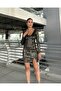 Sequin Sequin Velvet Fabric Slit Detail Mini Dress - 2