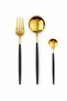 Modern Gold Color Stainless Steel Tablespoon Set of 6, Matte Black Strappy Premium Tablespoon Set - 5