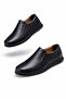 Genuine Leather Orthopedic Gel Sole Soft Casual Men's Black Transitional Oxford Dad Shoes - 7