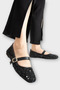 Shiny Sequin Detailed Belt Pack Buckled Day Stylish Women's Ballet Flats Black - 3