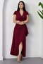 Double-Breasted Collar Skirt Pleated Slit Dress Jnl3115 - 7
