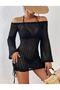Women's Knitted a Lace-Like Knit Beach Dress with Tie-Up Detail - 5