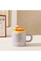 Puppy-Themed Duck Ceramic Mug with Dog Figure, Lid and Spoon - Purple