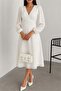 Women White Lined Chiffon Dress Dpk30281 - 3