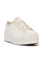 Women's Triple Up Leather Piping Casual Sneaker White - 3
