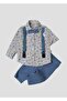 Baby Boy Bow Tie Suspender Shorts Set Patterned Stylish Baby Set with Shirt
