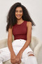 Women's Corded Fabric Look Slim Fit Body-Fitting Basic Undershirt Blouse, Pack of Halter Neck and Cotton - 4