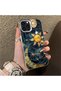 iPhone 13 Pro Compatible Silicone Edge Hard Back Anti-Fall Phone Case Moon and Stars Patterned