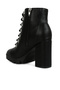 Women Black Lace Up Block Heel Boots - 3