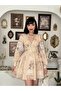 Women's Floral Pattern Detailed Olven Button Dress - 7