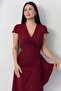 Double-Breasted Collar Skirt Pleated Slit Dress Jnl3115 - 2
