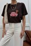 Hot Dog Embroidered Tshirt Coffee - 5