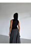 Women's Black Tulle Detailed Draped Sandy Blouse with Draped Collar and Side Drapes Hzl26S-Fry123791 - 6