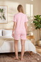 Pink Striped Short Sleeve Shorts Pajamas Set - 2