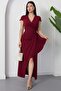 Double-Breasted Collar Skirt Pleated Slit Dress Jnl3115