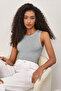 Women's Corded Fabric Look Slim Fit Body-Fitting Basic Undershirt Blouse, Pack of Halter Neck and Cotton - 2