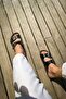 Zrc01 - Summer Premium Buckled Men's Genuine Leather Slipper Black - 7