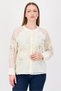 Women Round Neck Long Sleeve Embellished Shirt, Cream