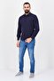Men Regular Fit Long Sleeve Plain Casual Shirt, Navy Blue - 4