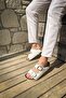 Zrc01 - Summer Premium Buckled Men's Genuine Leather Slipper White - 7